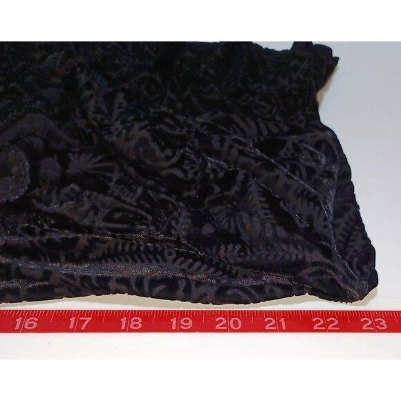 Womens Sheer Velvet Burnout Top Plus Size 0X Black Pom Pom Sleeve Boho Holiday - Picture 7 of 9